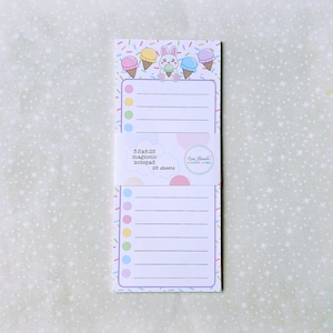 Kawaii Bunny Ice Cream Lined Magnetic Notepad