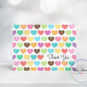 Rainbow Hearts, Thank You Cards, Set of 8
