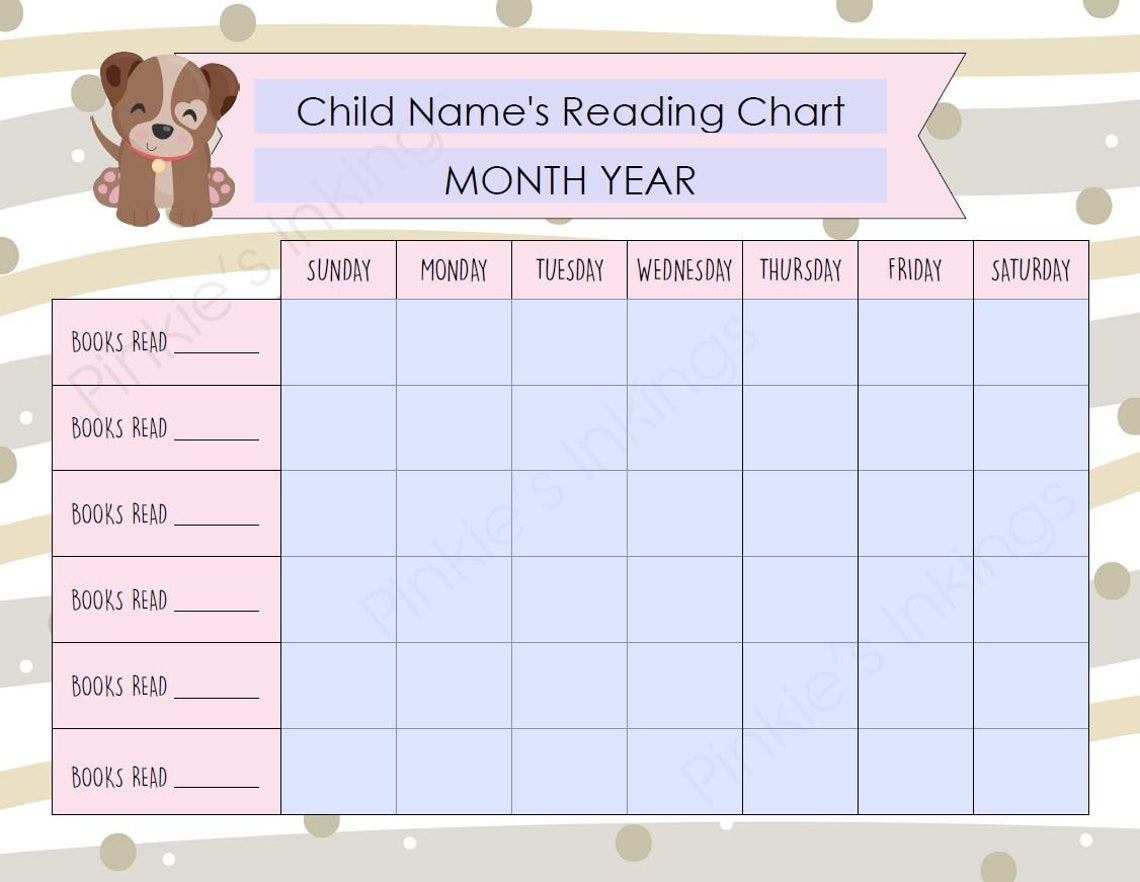 Printable EDITABLE Monthly Reading Chart 11x8.5 | Etsy