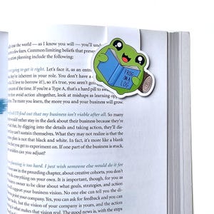 Kawaii Frog on a Log Magnetic Bookmark