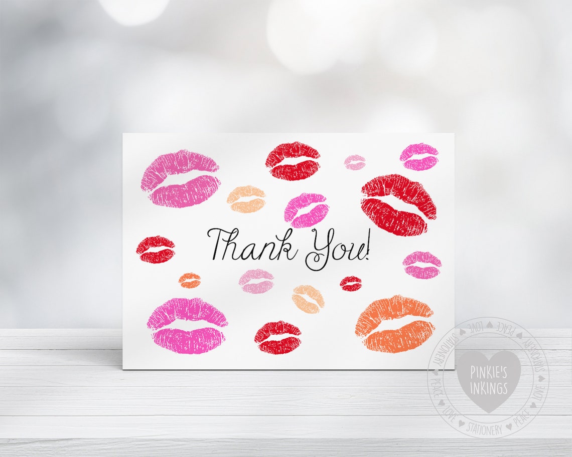 Kiss Lips Thank You Cards 8ct Etsy