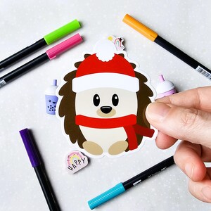 Vinyl Sticker, Kawaii Hedgehog Red, Single Sticker