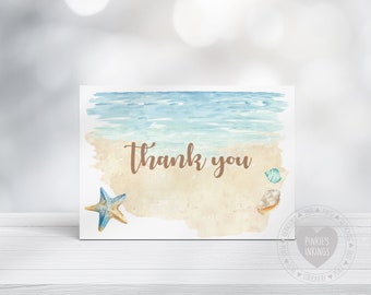 Sandy Beaches, Watercolor Thank You Note Cards 8ct