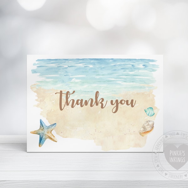 Sandy Beaches, Watercolor Thank You Note Cards 8ct