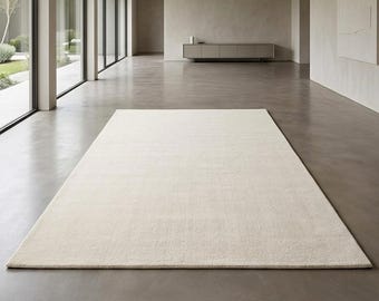 Hand Tufted Wool Cream Rug, Solid Modern Carpet, Minimalist Rugs For Living Room, Home Decor Carpet, New Home Gifts And Gift Rug 7×10, 6×9