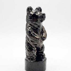 Handmade Wooden Bear Figurine, Carved Wood Bear Statue, Black Bear Decor, Rustic Forest Wildlife Animal Sculpture, Unique Gift
