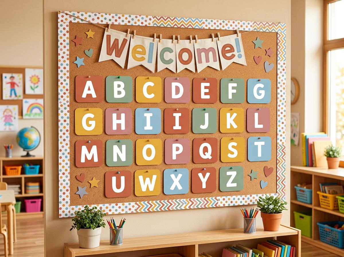 Boho Rainbow Bulletin Board Kit Printable | Classroom Decor | Alphabet ...