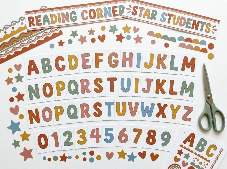 Boho Rainbow Bulletin Board Kit Printable | Classroom Decor | Alphabet ...