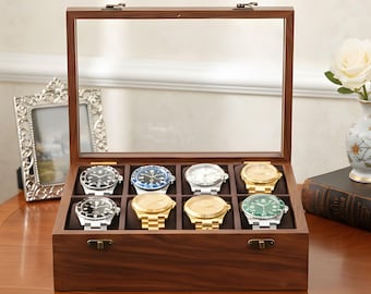 Handmade Rosewood Watch Box Organizer, Luxury Display Case, Multiple Slots (1-12)