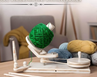 Handmade Wooden Yarn Winder for Knitting Crochet, Large Ball Winder & Swift Combo, Center Pull Skein Tool, Gift for Mom