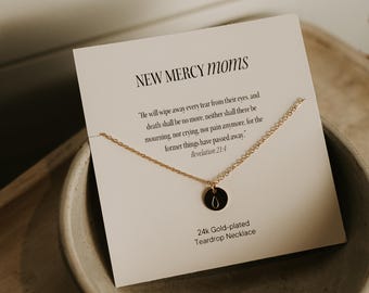 24K Gold-Plated Teardrop Necklace with Scripture Card