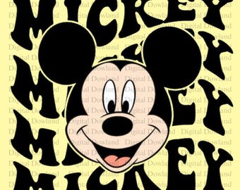 Mickey Mouse Retro Face PNG, Mickey Head Typography Art, Disney Clipart for Sublimation, Vintage Mouse Shirt Design, Digital Download PNG