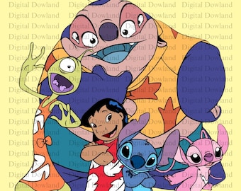 Lilo and Stitch Family PNG, Ohana Squad Clipart, Stitch Angel Jumba Pleakley Sublimation, Hawaii Vacation Group Design, Digital Download