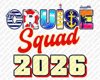 Cruise Squad Est 2026 PNG, Retro Nautical Anchor Sublimation Design, Family Cruise Vacation Clipart, Ocean Trip DTF T-Shirt Graphic