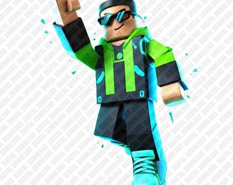 Cooler Roblox-Avatar PNG, neongrüner Block-Gamer-Sublimationsentwurf, Videospiel-Junge-Clipart, Kinder, die DTF T-Shirt Grafik spielen