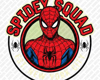 Spidey Squad Est New York City PNG, Retro Comic Superheld Sublimationsdesign, Web Held Clipart, Kinder DTF T-Shirt Grafik