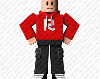 Klassischer Roblox-Avatar PNG, Roter Hoodie-Block-Gamer-Sublimationsdesign, Retro-Videospiel Clipart, Kinderspiel-DTF-T-Shirt Grafik
