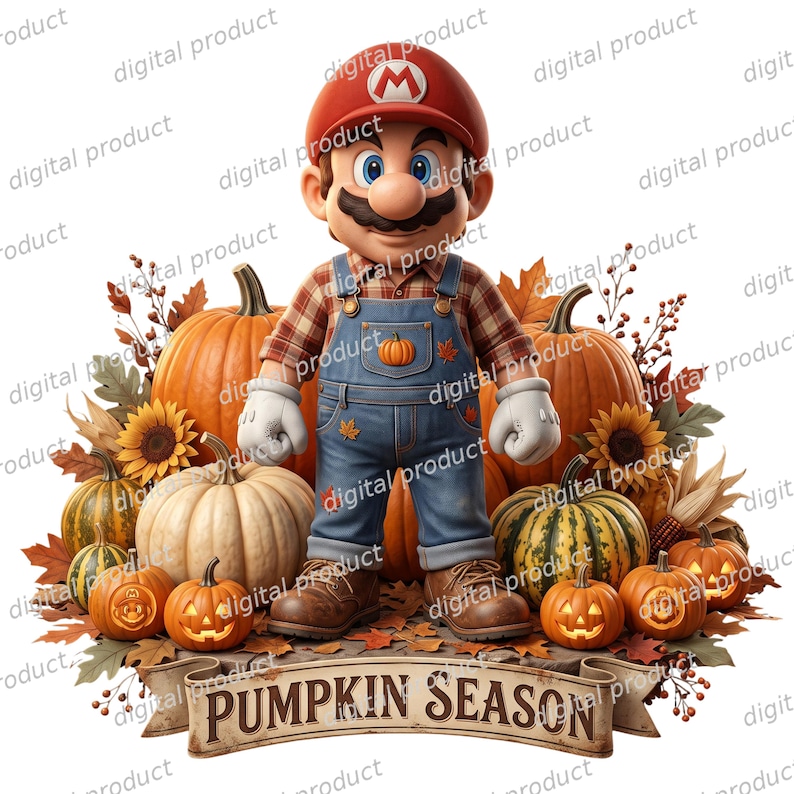 Mario Background Fall Mario Halloween PNG, Super Mario Fall Pumpkin Season Clipart, Autumn ...