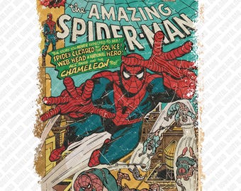 Vintage Spider-Man Comic Cover PNG, Amazing Spider-Man Sublimation Design