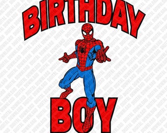 Birthday Boy Superhero PNG, Spidey Power Activated Sublimation Design, Retro Comic Character Clipart, Kids Birthday DTF T-Shirt Graphic