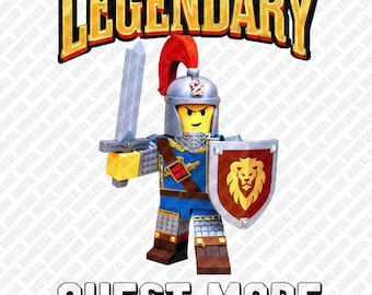 Legendärer Aufgaben-Modus Roblox PNG, Block Knight Krieger Sublimationsdesign, Videospiel Clipart, Kids Gaming DTF T-Shirt Grafik