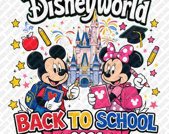 Back to School 2026 Castle PNG, Retro Cartoon Mouse Vacation Sublimation Design, Magical Kingdom School Clipart, DTF T-Shirt Graphic