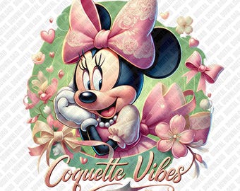 Minnie Mouse PNG | Coquette Vibes Art | Retro Mouse Girl Trip Sublimation
