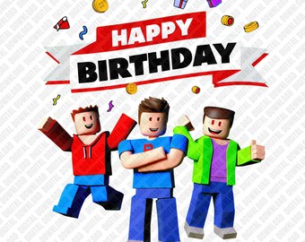 Alles Gute zum Geburtstag Roblox PNG, Block Gamer Freunde Sublimationsdesign, Gaming-Geburtstagsfeier Clipart, Kinder DTF T-Shirt Grafik