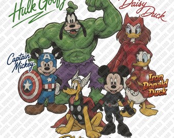 Superhero Cartoon Mouse PNG Digital Download, Vintage Hero Friends Sublimation Design, Retro Vacation Clipart, DTF T-Shirt Graphic
