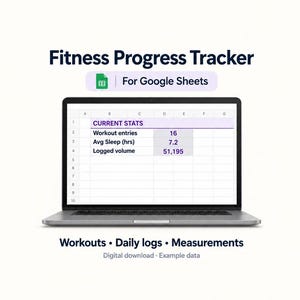 Strumento di monitoraggio dei progressi nel fitness per Fogli Google / Registri di allenamento e benessere / Backup XLSX