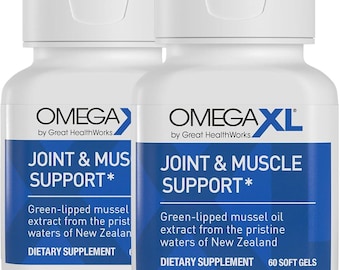 2 PACK OmegaXL Joint Support Supplement, for Relief - Natural Muscle Support, Green Lipped Mussel Oil, Soft Gel Pills, Drug-Free, 60 Count