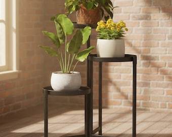 3 Tier Black Metal Plant Stand Indoor Outdoor Tall Corner Plant Shelf Heavy Duty Flower Pot Holder for Balcony Patio Home Decor