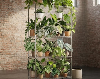 Large Plant Stand Indoor Outdoor, 4 Tier Heavy Duty Metal Plant Shelf, Adjustable Plant Rack, Tall Plant Holder, Balcony Patio Garden Decor