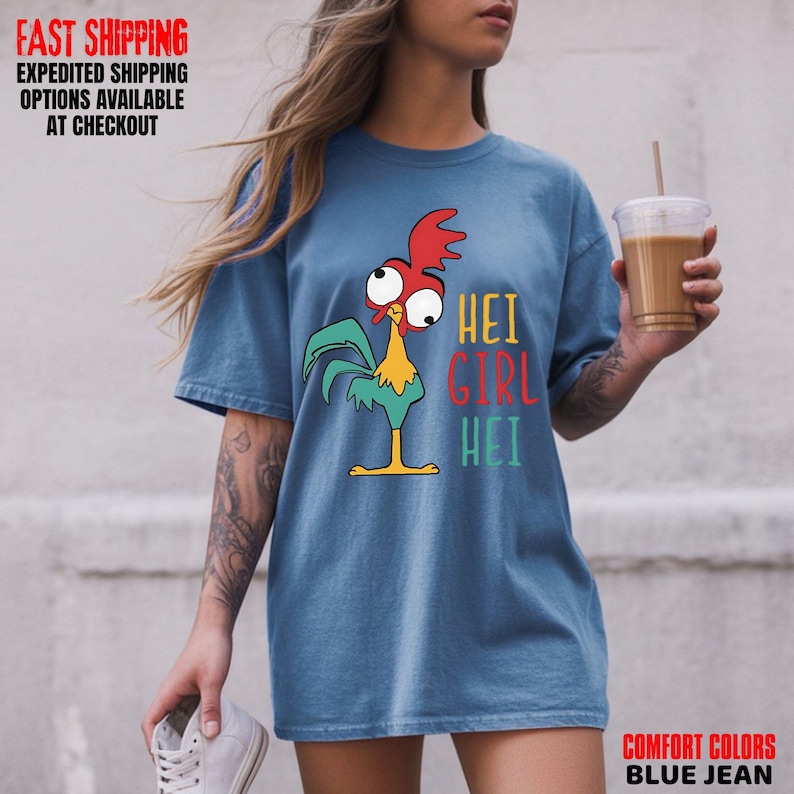 Disney World Moana Hei Girl Hei T-Shirt, Funny Rooster Graphic Sweatshirt, DisneyLand Trip Shirt, Comfort Colors Tee bild 1