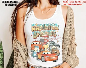 The Cars Radiator Springs Tank Top, Disney Lightning McQueen Fan Gift, Family Trip Outfit