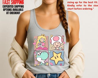 Mario Characters Shirt, Princess Peach Racerback Tank Top, Family Trip Outfit