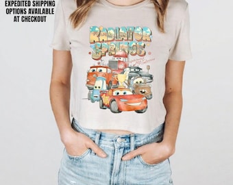 The Cars Radiator Springs Crop Top, Lightning McQueen Shirt, DisneyLand Trip Family Gift