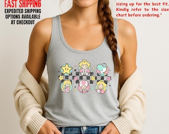 Epic Universe Princess Peach Tank Top, Mario Game Characters Outfit, Gift For Fans