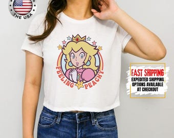 Disney Mario Universe Crop Top, Princess Peach Travel Outfit, Feeling Peachy Shirt
