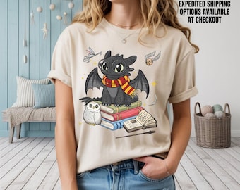 Night Fury Toothless Wizarding School T-Shirt, Comfort Colors Vintage Tee