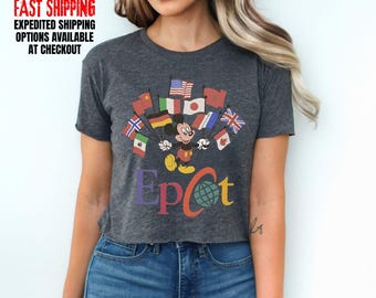 Disney Mickey Epcot Tour Crop Top, Vintage Travel Outfit, DisneyLand Trip Family Shirt
