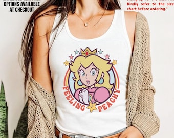 Feeling Peachy Racerback Tank Top, Mario Character Outfit, Family Trip Gift