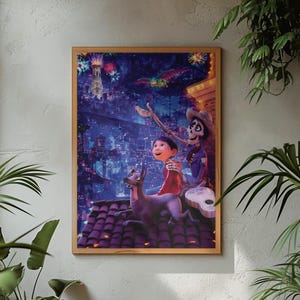 Coco Disney Pixar Poster | Dia de los Muertos Movie Wall Art | Miguel Hector Colorful Movie Print | Family Movie Decor Gift | Mexican Decor