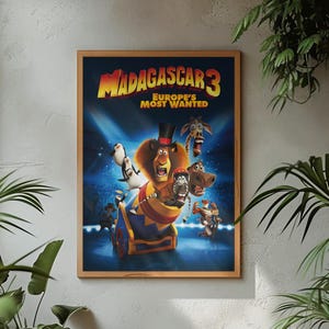 Madagaskar 3 Film Poster | DreamWorks Zeichentrickfilm-Wandkunst | Cartoon Kinderzimmer Dekor | Zirkus Abenteuer Poster | Tierliebhaber Geschenk