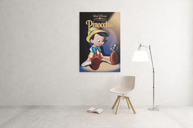 Pinocchio Lettering Vintage Pinocchio Poster | Classic Disney Animated Movie Wall Art ...