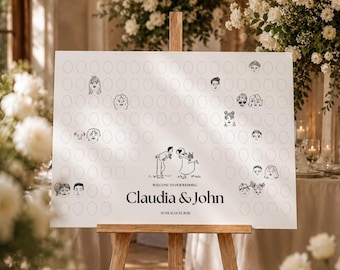 Letrero de boda "Dibuja tu cara", libro de visitas interactivo, actividad divertida para la recepción, plantilla editable de Canva (descarga digital).