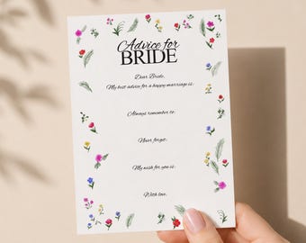 Tarjetas con consejos y buenos deseos para la novia, juego original para la despedida de soltera, actividad floral dibujada a mano para la despedida de soltera (plantilla de Canva) (BS01)