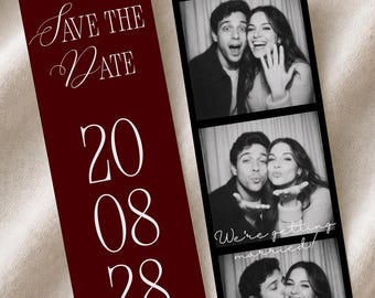 Plantilla de invitación de boda con fotomatón vintage, anuncio de boda imprimible con estilo clásico (plantilla de Canva) (WT02)