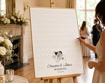 Libro de firmas interactivo para bodas, actividad para dibujar tu cara en la recepción, plantilla editable de Canva (descarga digital).