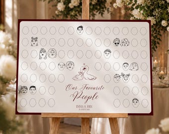 Elegante cartel para dibujar tu rostro en la boda, alternativa al libro de firmas de boda con forma de cisne, actividad interactiva para retratos de invitados (plantilla de Canva) (WT02)